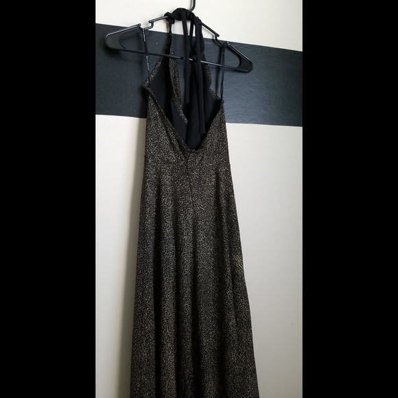 Glitter Halter Plunging Evening Gown - Picture 13 of 16
